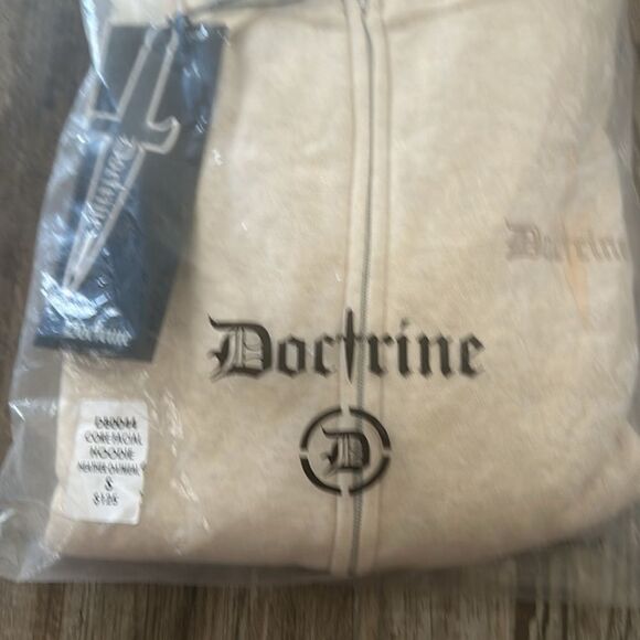 Doctrine 'Core Dagger Facial' Zip Up Hoodie Heather Oatmeal Men's Size S NWT - Picture 5 of 6